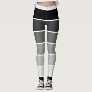 Striped Gradation From White To Black Leggings
