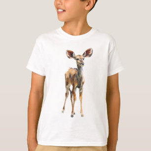 Striped Greater Kudu Fawn Illustration Kids T-Shirt