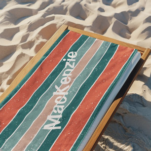 Striped Green and Orange Beach Towel