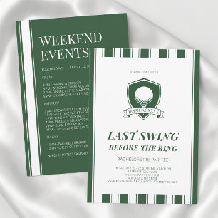 Striped Green Last Swing Golf Bachelorette Party Invitation