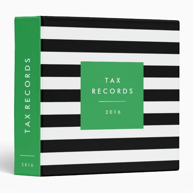 Striped Green Tax Records Binder (Front/Spine)