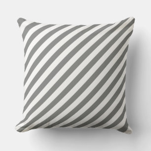 Striped Grey and White Throw Pillow