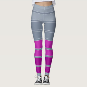 Striped grey purple fashion pattern leggings