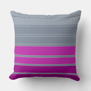 Striped grey purple fashion pattern throw pillow