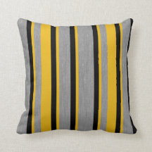 Striped Grey Tweed Throw Pillow