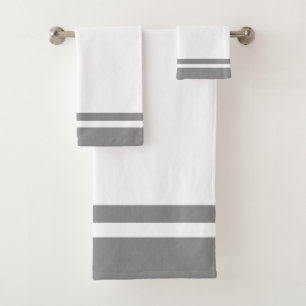 Striped Grey & White Bath Towel Set