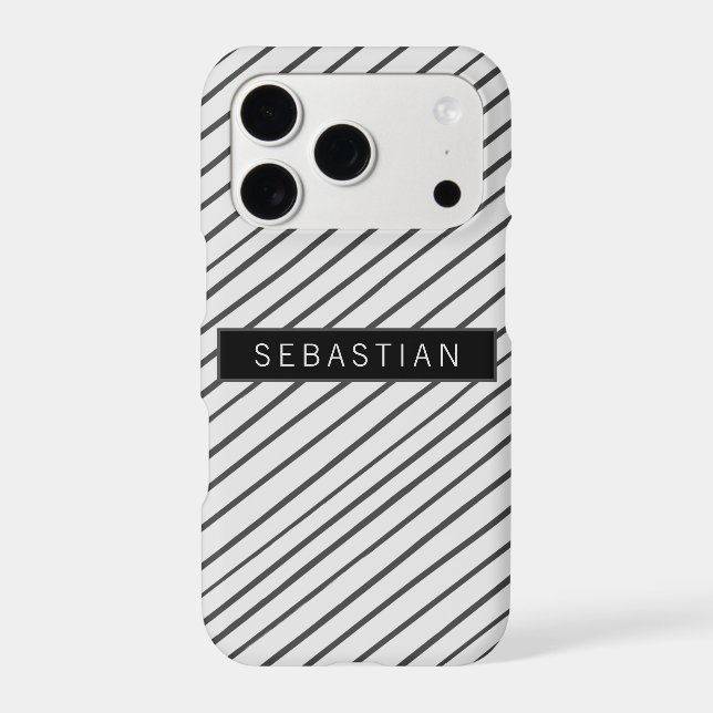 Striped Grey White Pattern Personalized (Back)