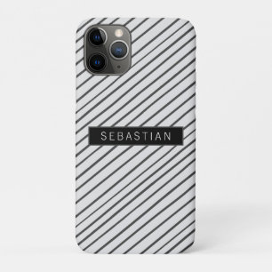 Striped Grey White Pattern Personalized iPhone 11 Pro Case