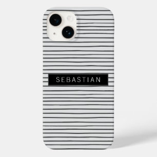 Striped Grey White Pattern Personalized Case-Mate iPhone 14 Case