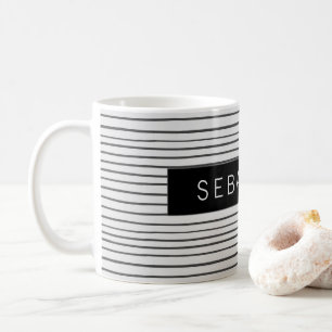 Striped Grey White Pattern Personalized Coffee Mug