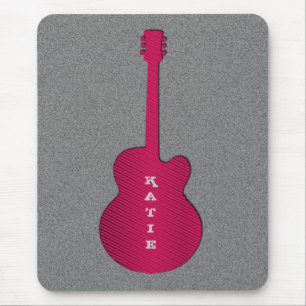 Striped Guitar Mousepad, Hot Pink Mouse Pad