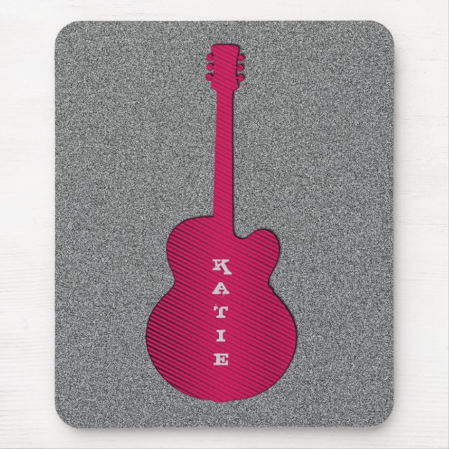 Striped Guitar Mousepad, Hot Pink Mouse Pad (Front)