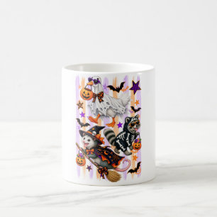 Striped Halloween Silly Goose Raccoon opossum Coffee Mug