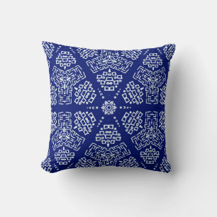 Striped hand painted seamless pattern with ethnic throw pillow