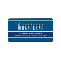 Striped Hanukkah Candles Return Address