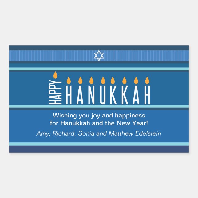 Striped Hanukkah Candles Sticker (Front)