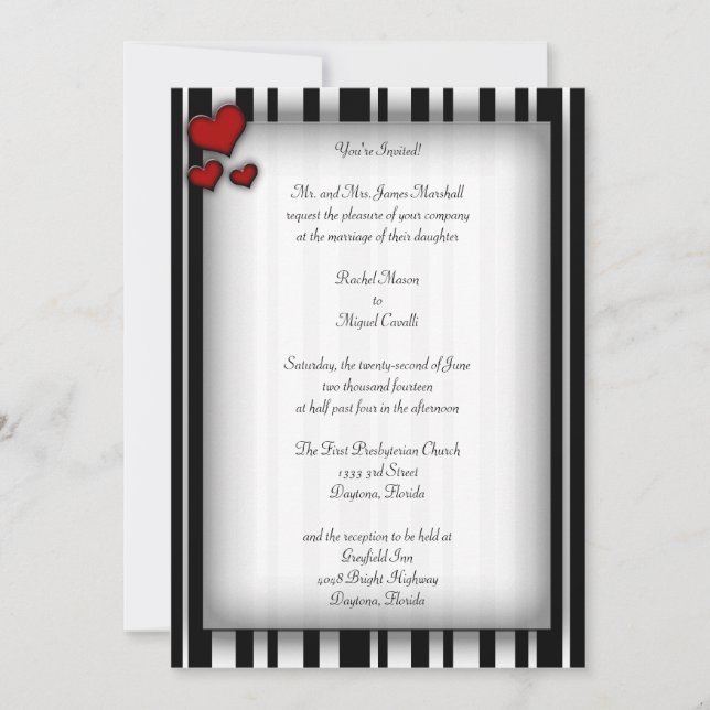 Striped Heart Invitations (Front)