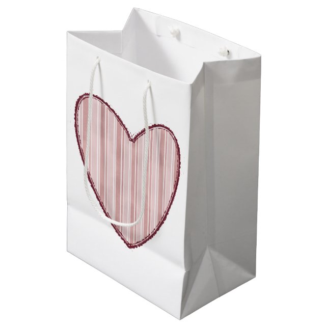 Striped Heart Medium Gift Bag (Front Angled)