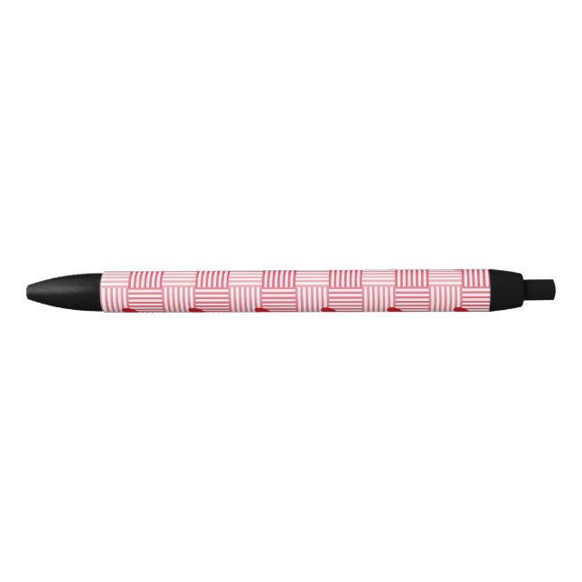 Striped Hearts Patchwork Pattern  Black Ink Pen (Front)