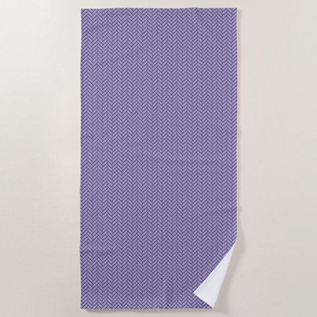 Striped Herringbone Lavender Beach Towel (Front)