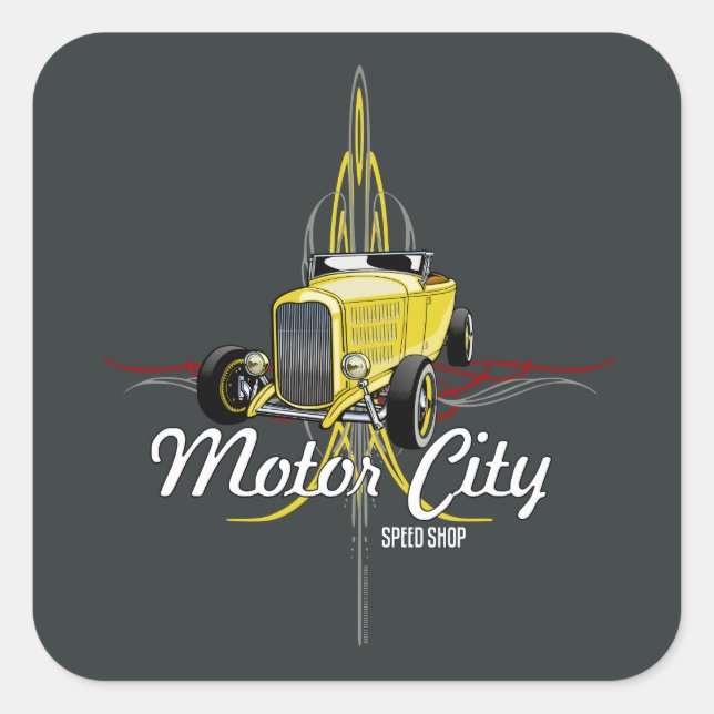 Striped Hi-Boy Roadster  Toolbox Decal Square Sticker (Front)