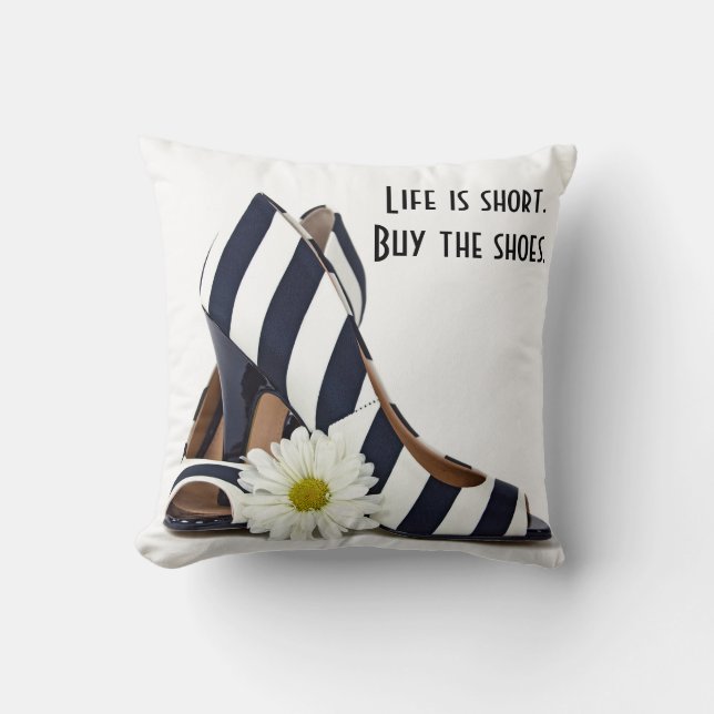 striped high heels with daisy throw pillow (Front)
