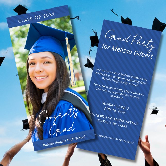 Striped High School Graduation Party Invitation (Creator Uploaded)