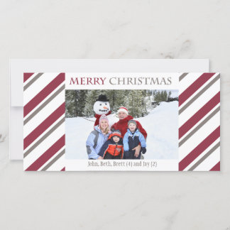 Striped Holiday Photo Card-burgundy Card