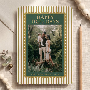 Striped Holiday Photo Collage - Mustard & Green