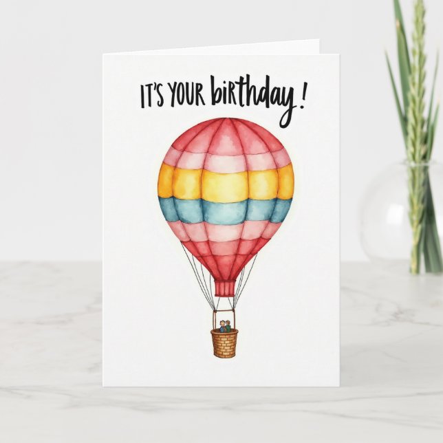 Striped Hot Air Birthday Card (Front)