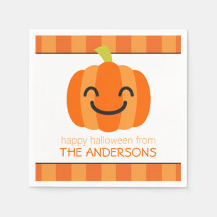 Striped Jack o Lantern Personalized Party Napkins