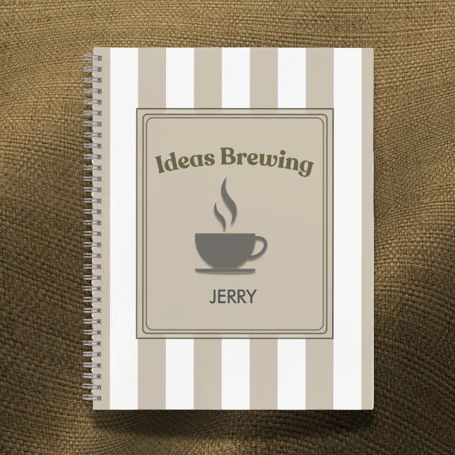 Striped Khaki & White "Ideas Brewing" Notebook (Creator Uploaded)