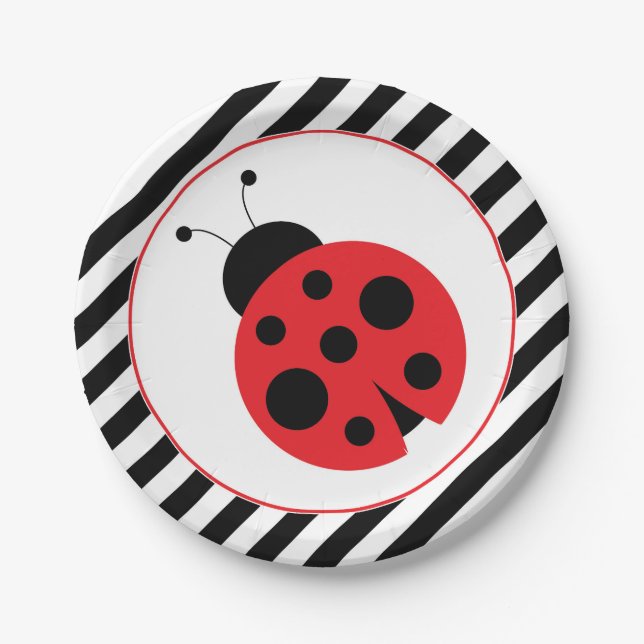 Striped Ladybug Party Plates (Front)