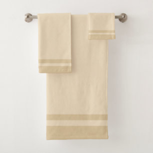 Striped Light Champagne Beige Bath Towel Set