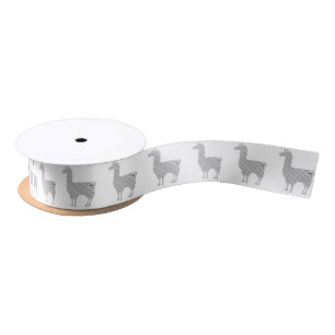 Striped Llama Ribbon Satin Ribbon