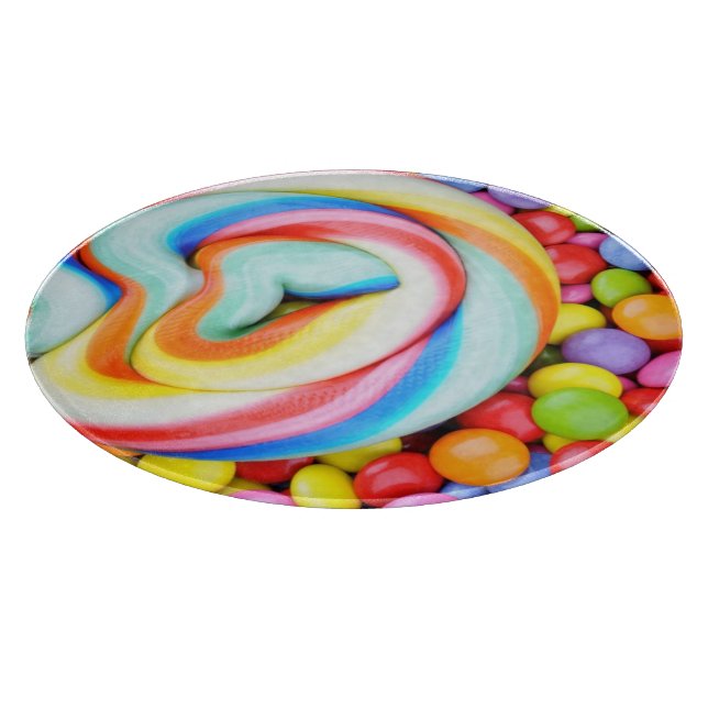Striped Lollipop And Multicolored Smarties Cutting Board (Corner)