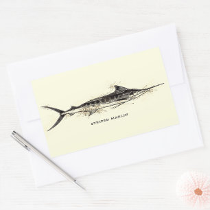 Striped Marlin Vintage Antique Inking Artwork Sticker