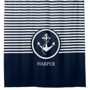 Striped, Modern, Nautical, Elegant, Monogram,