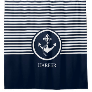 Striped, Modern, Nautical, Elegant, Monogram,