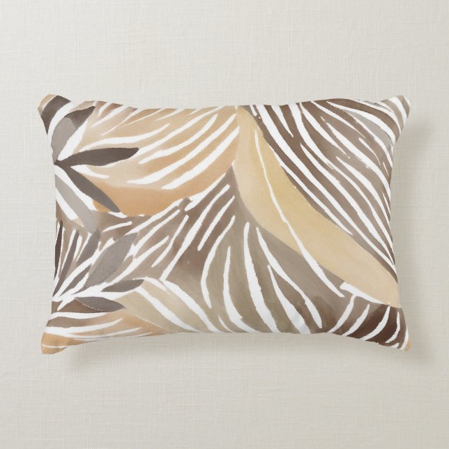 Striped Modern Neutral Beige Simple Accent Pillow (Front)
