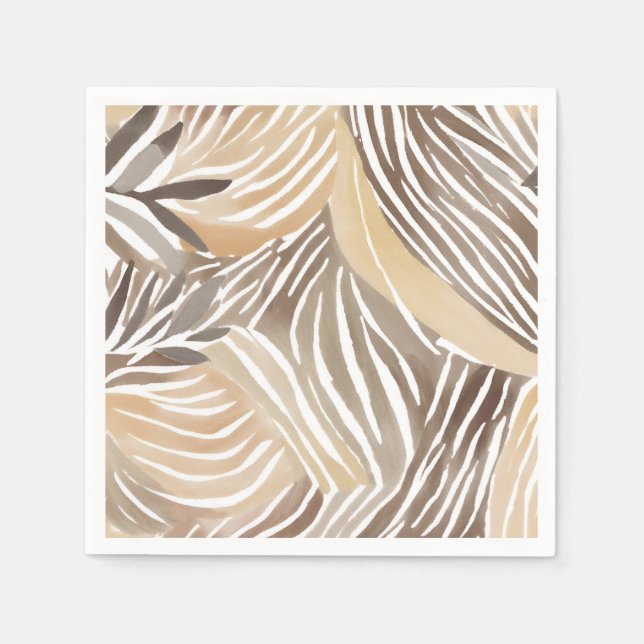 Striped Modern Neutral Beige Simple Napkin (Front)