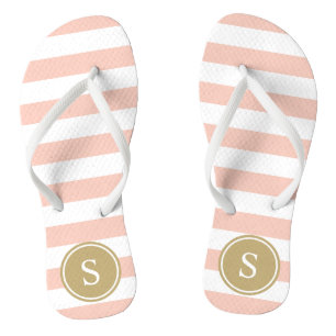 Striped Monogram in Blush Flip Flops