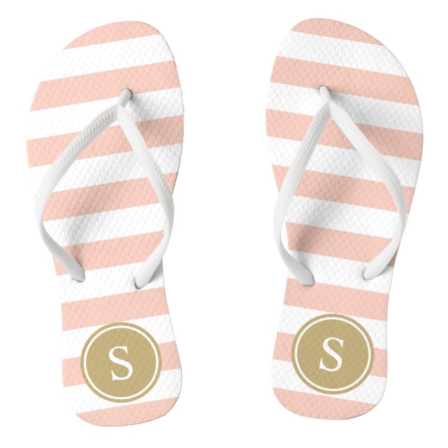 Striped Monogram in Blush Flip Flops (Footbed)