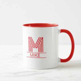 Striped Monogram Initial & Name Two-Tone Mug