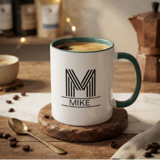 Striped Monogram Initial & Name Two-Tone Mug