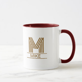 Striped Monogram Initial & Name Two-Tone Mug