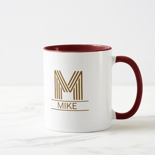 Striped Monogram Initial & Name Two-Tone  Mug (Right)