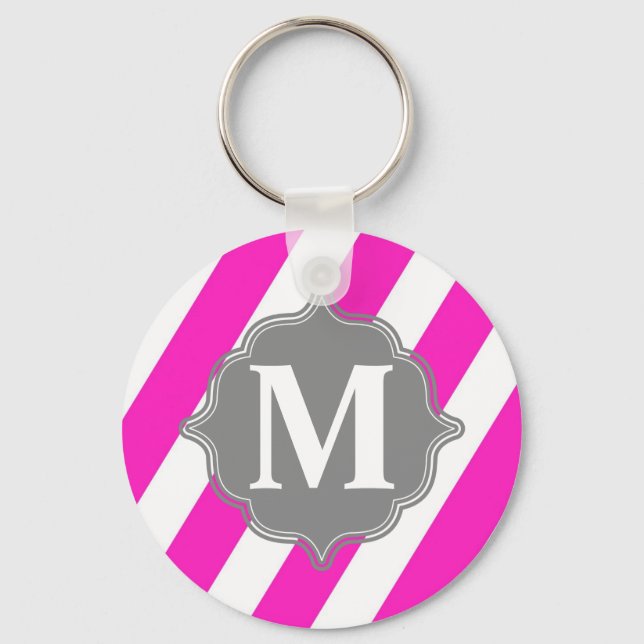 Striped Monogram Key Chain (Front)