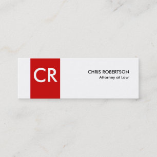 Striped Monogram White Red Slim Size Business Card