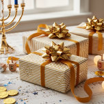 Striped Muted Gold Jewish Gold Star of David Wrapping Paper<br><div class="desc">This Striped Muted Gold Jewish Gold Star of David Wrapping Paper features elegant gold colored Stars of David set against muted gold and white stripes for a timeless festive look. Perfect for Hanukkah gifts, holiday celebrations, and Jewish festivities, this luxurious design adds timeless elegance and sophistication to every present.</div>